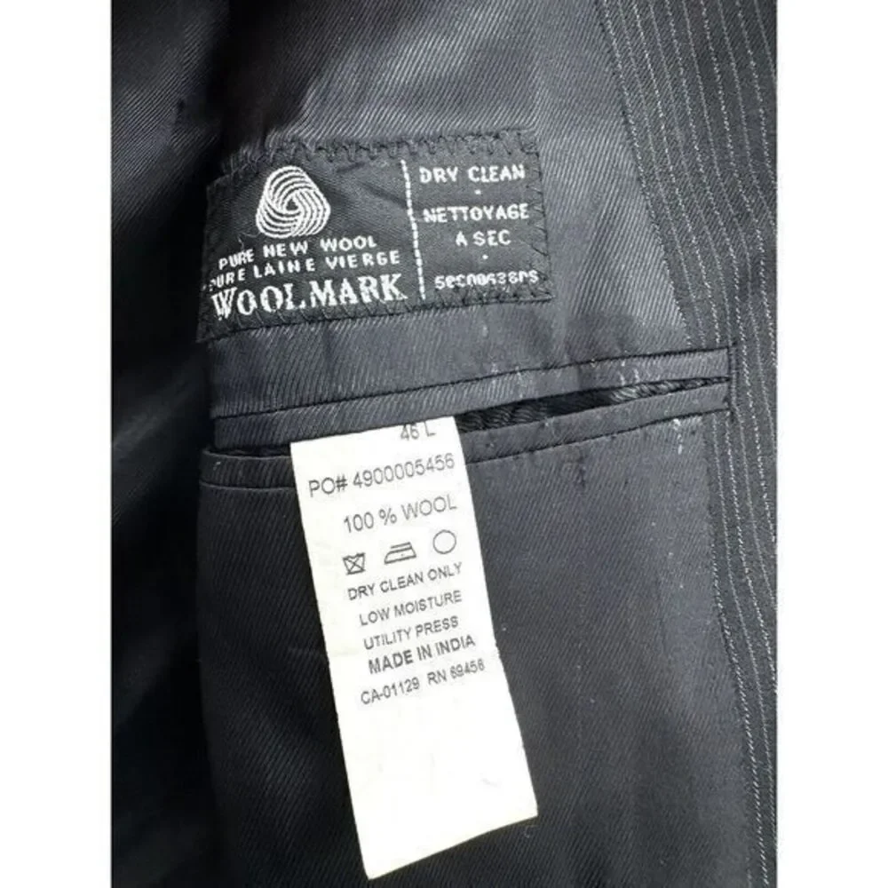 Calvin Klein Mens 46 L Black  3 Button‎ 100% Wool Blazer Sports Jacket